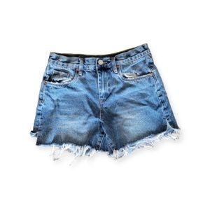 Blank NYC denim jean shirt the perry Size 26 distress rip hem
